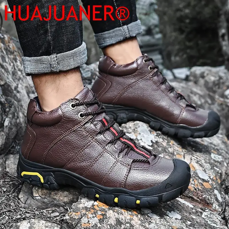 Winter Boots Men Shoes Big Size 50 Leather Women\'s Sports Shoes 36 Outdoor Non-slip Work Hiking Shoes Combat Boots Shoes Man