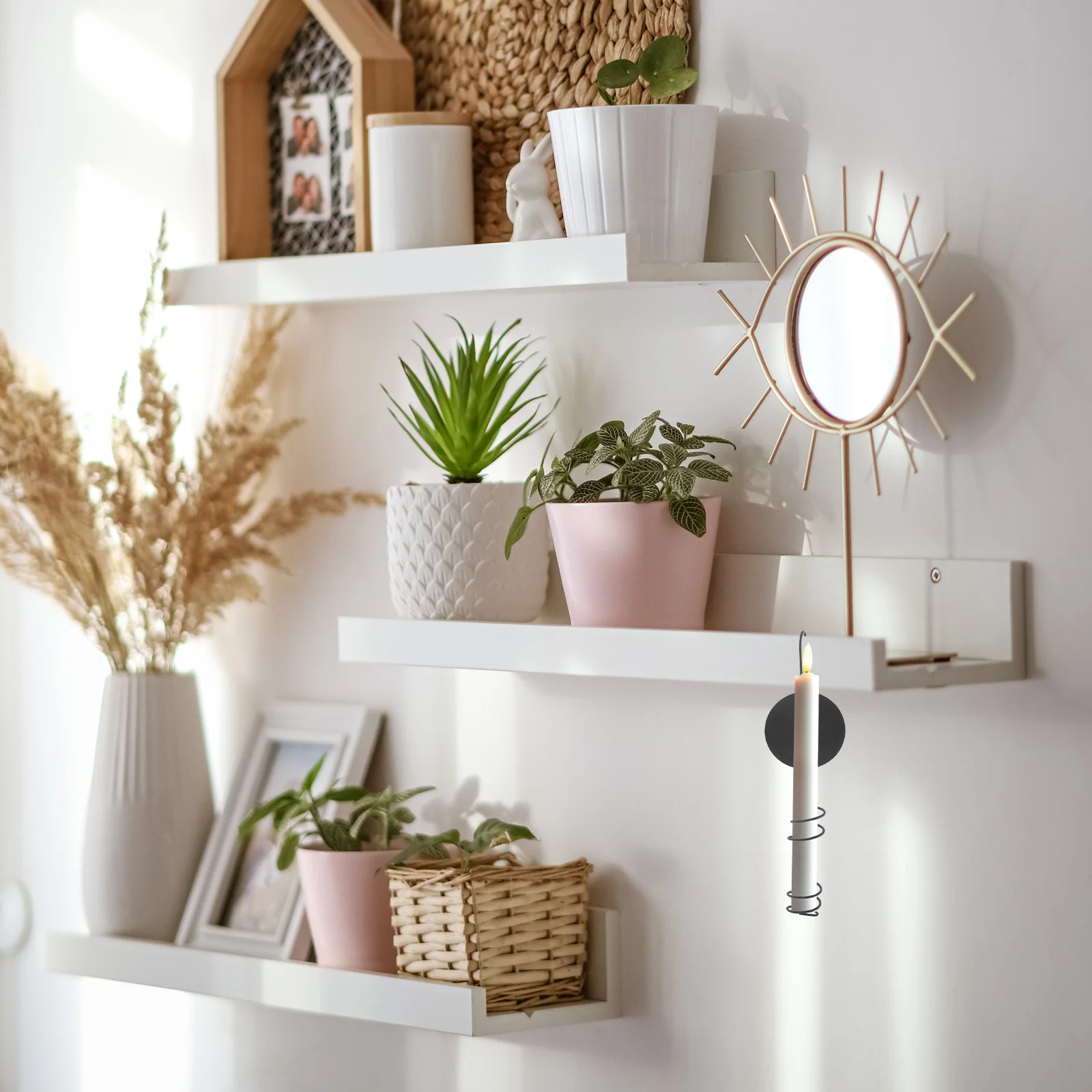 

Rustic Iron Hook Wall Holder Metal Candlestick Holder Vintage Hanging Stand for Bedroom Wedding Home Decoration