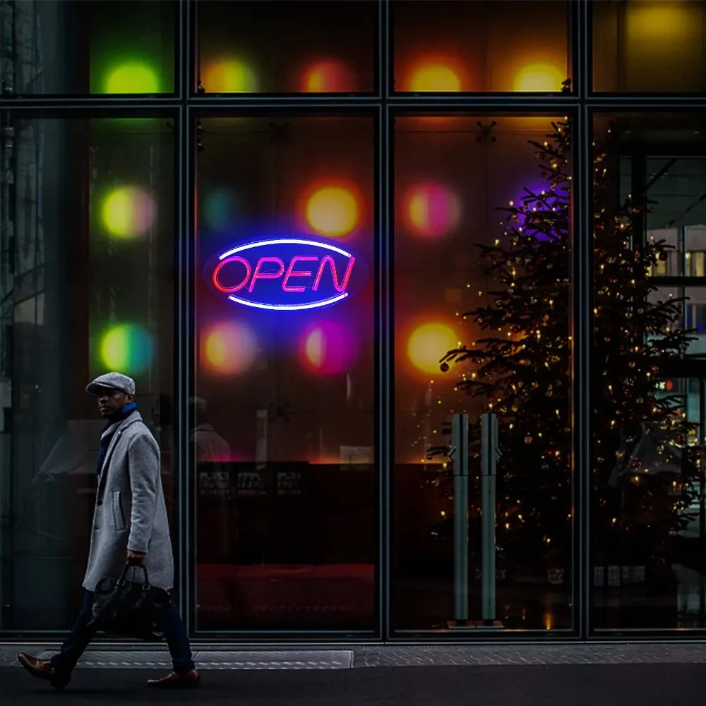 Business Sign Open Neon Sign LED Night Light Hanging Window Shop Cafe Bar Restaurant Decoration Neon Lamp, Room Decor Neon Sign