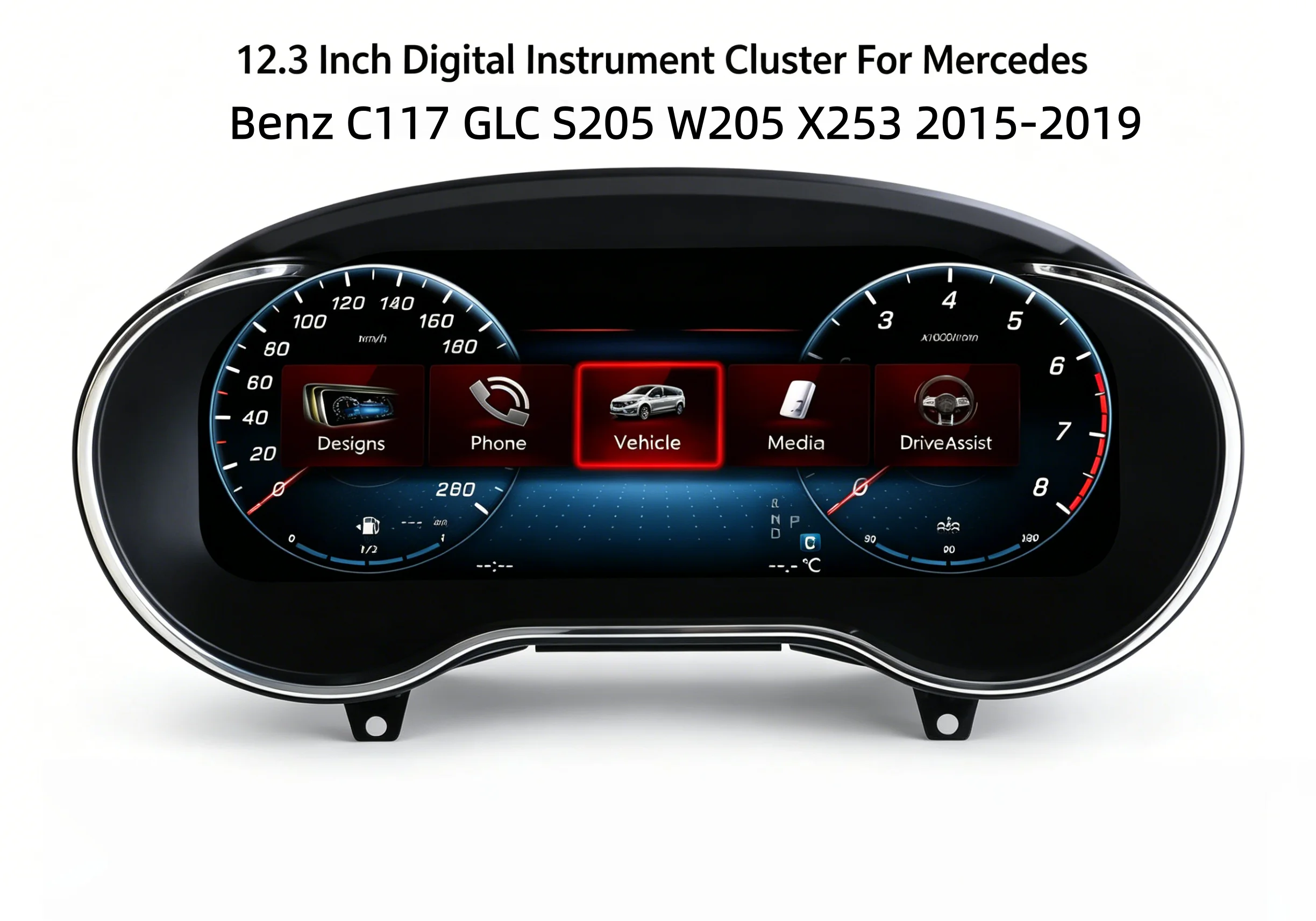12.3'' Digitaal Dashboard Cluster For Mercedes Benz C117 GLC S205 W205 X253 2015-2019 Ntg5.0 4.5 5.5 Instrument Paneel Cockpit