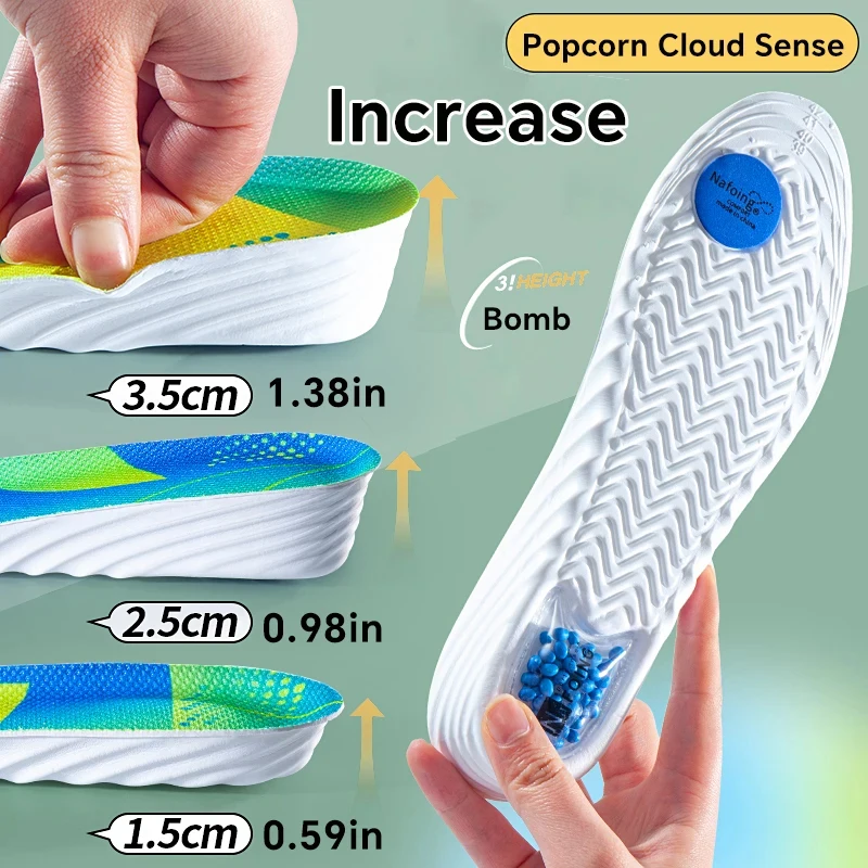 

1Pair Invisiable Height Increase Insoles EVA Air Cushion Comfortable Heel Lift Shoes Sole Pad Shock Absorption Feet Care Insoles