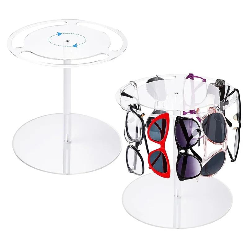 

Акриловая стойка для очков, держатель для солнцезащитных очков, органайзер, подставка для очков, прозрачная настольная вращающаяся на 360° полка для хранения, домашний офис