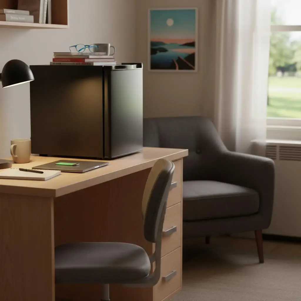 

Compact Cooler 3.2 Cu.Ft For Bedroom Dorm Office, Adjustable Temperature Glass Shelf Energy Efficient Single Door Reversible