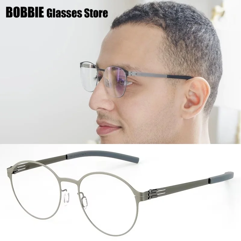 

Germany Round Glasses Frame Screwless Alloy Ultralight Classic Business Men Women Eyeglasses Eyewear Lawyer Elite James C New