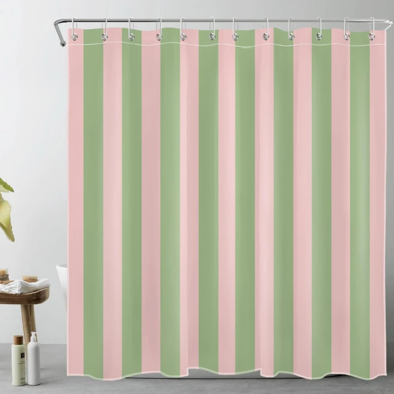 Colorful Vertical Striped Waterproof Shower Curtain with 12 Hooks Bathroom Decoration Curtain for Privacy