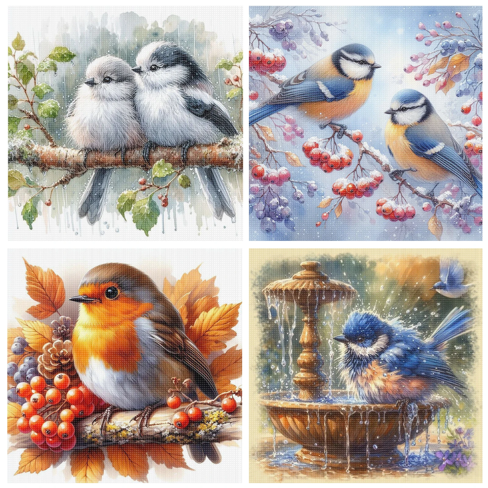

Robin Full 11CT DIY Stamped Needlework Embroidery Kit 40x40cm Cross Stitch Art and Crafts Kits for Beginners Adults Home Decor