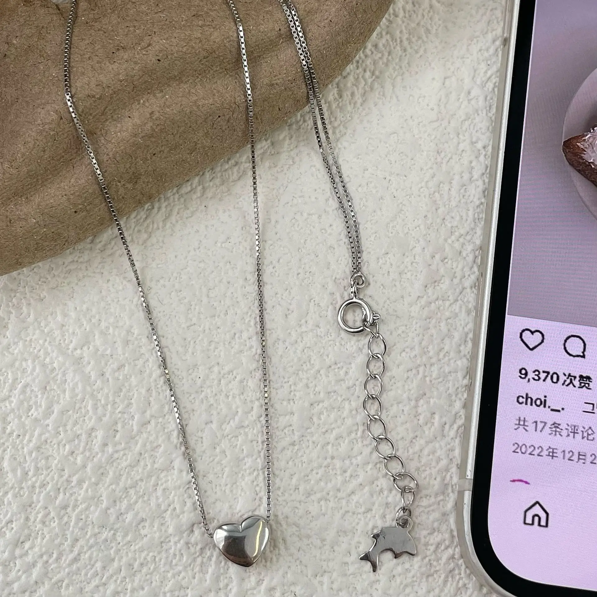 

S925 pure silver heart necklace Korean version heart-shaped pendant, fashionable and high-end temperament, necklace with ins sty