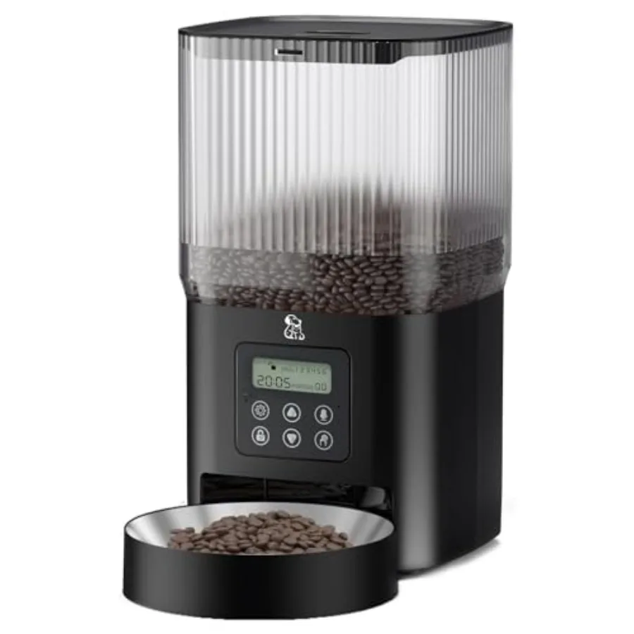 

Automatic Cat Feeder with Stainless Steel Bowl 5L Programmable Timed Dog Feeder for Cats and Small Medium Dogs 1-6 Meals Per Da