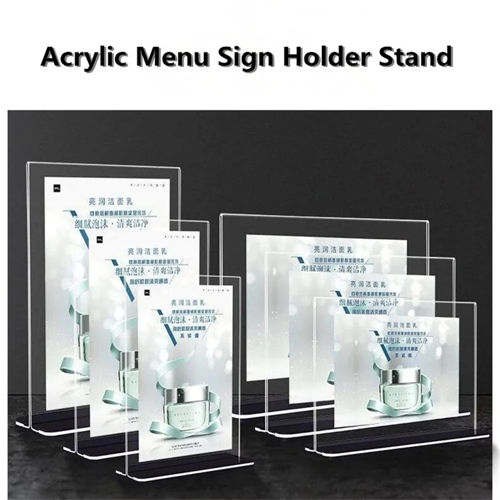 A5 Acrylic Table Menu Sign Holder Stand Paper Photo Display Frame Advertising Board For Restaurant Hotel