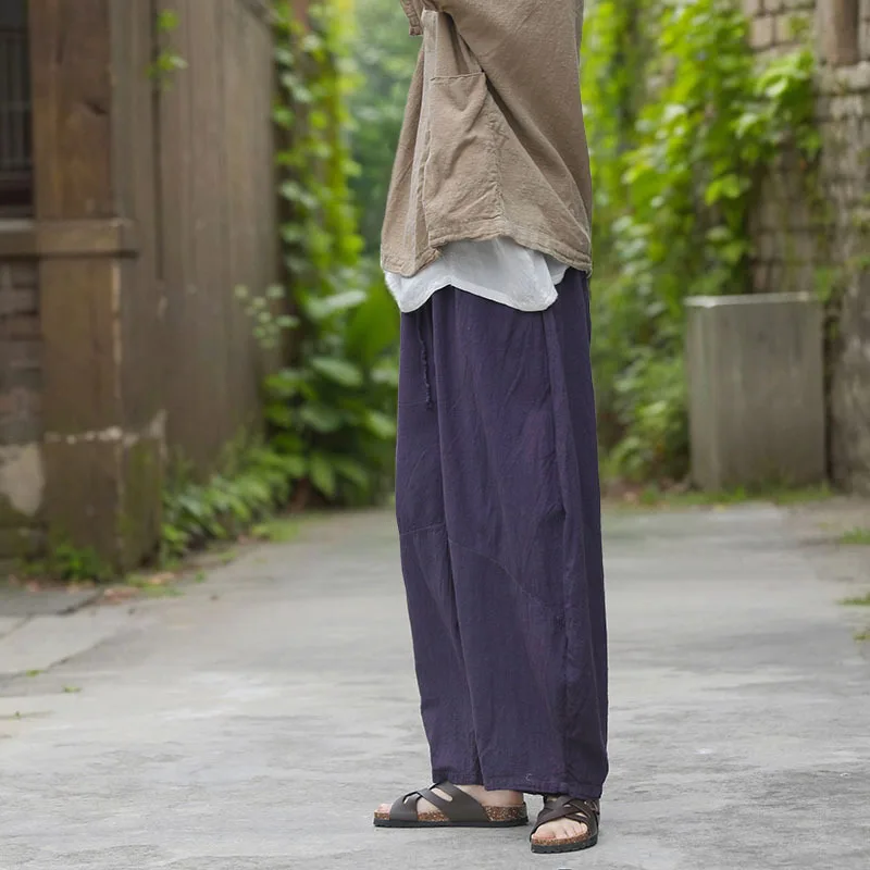 

Literary and artistic loose lantern casual pants women's rustic and wide cotton and linen thin piece wide-leg pants fashionable