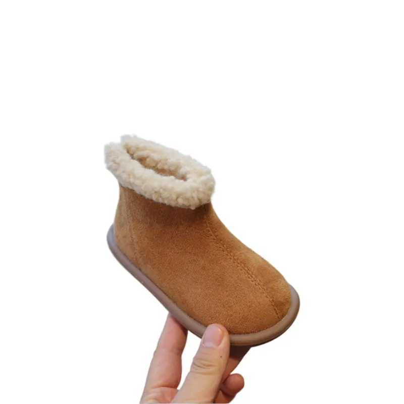Camel Khaki Kids Snow Boots Winter 2026 New Girls' Fur Cotton Shoes Short Boots Boys Babies Casual Boots Size 21-30