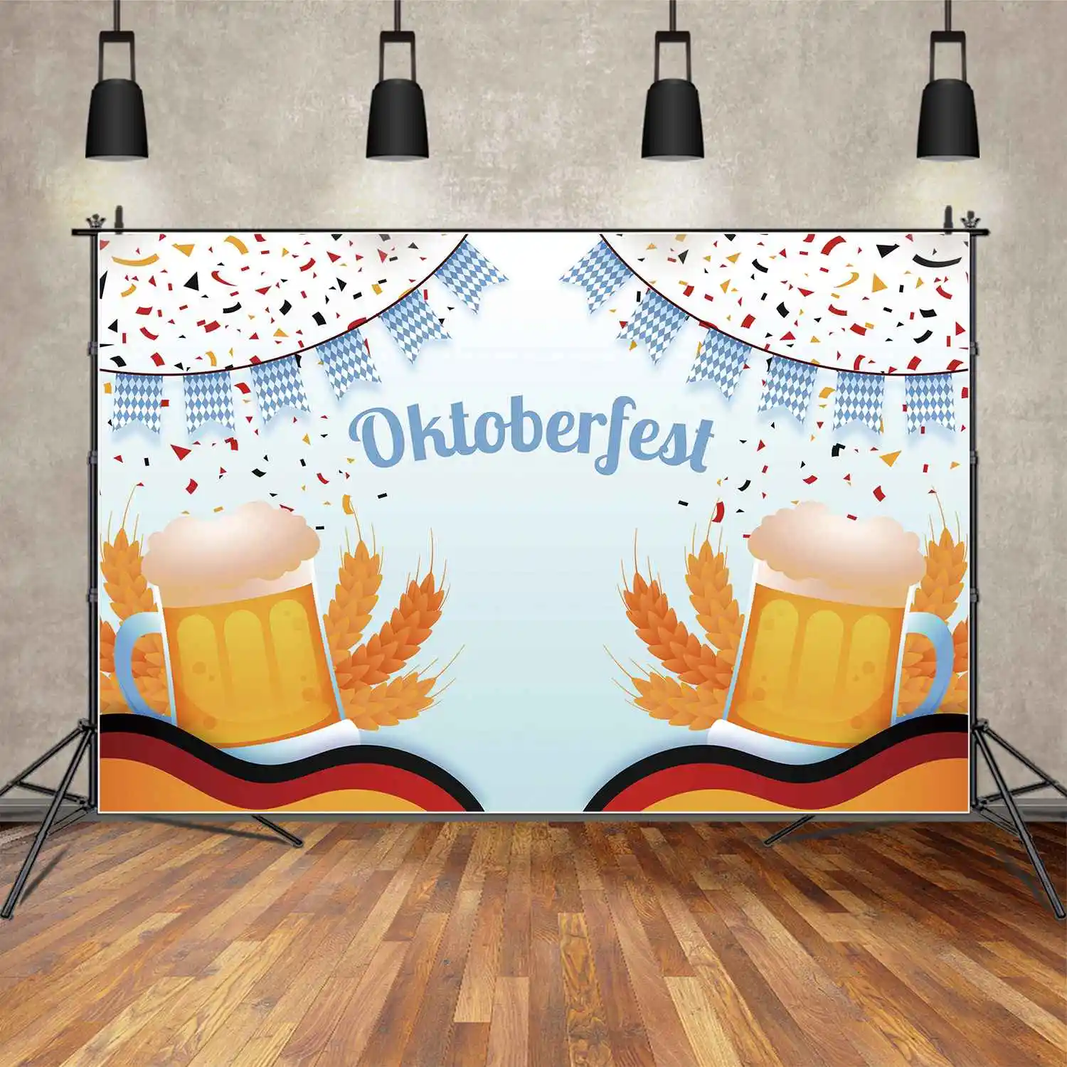 Декорации MOON.QG, баннер на Октоберфест, фестиваль пива, фотография, фотография, знак, Пшеничное стекло, синие ленты, настенные украшения, реквизит