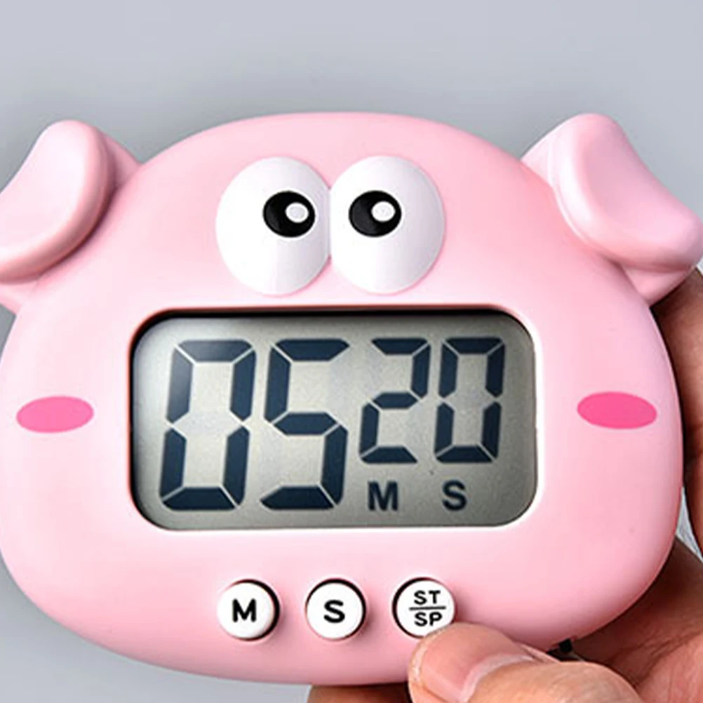 

1Pcs Cartoon Pig Electronic Timer Plastic Multifunctional Kitchen Timer Manager for Study Work Baking Kitchen Reminder