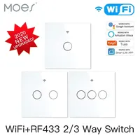 MOES NEW WiFi RF433 Smart Touch Switch 2/3 Way Smart Life/Tuya App Control,Alexa Google Home Voice Control 1/2/3/4 Gang EU