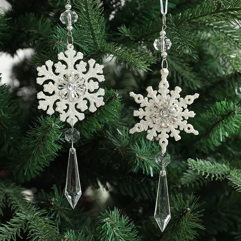 3Pcs Christmas Pendant Snowfake Ornaments Acrylic Hanging Pendants Christmas Xmas Tree Decor Party Prop New Year Winter Party