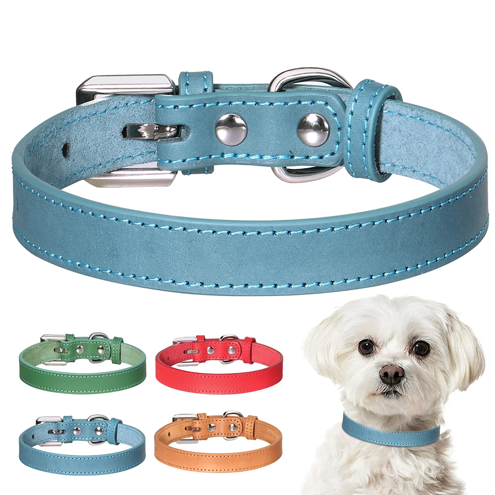 Leather Small Dog Collar Adjustable Puppy Dogs Collars Necklace Durable Pet Cat Necklace For Small Medium Dogs Cats Chihuahua