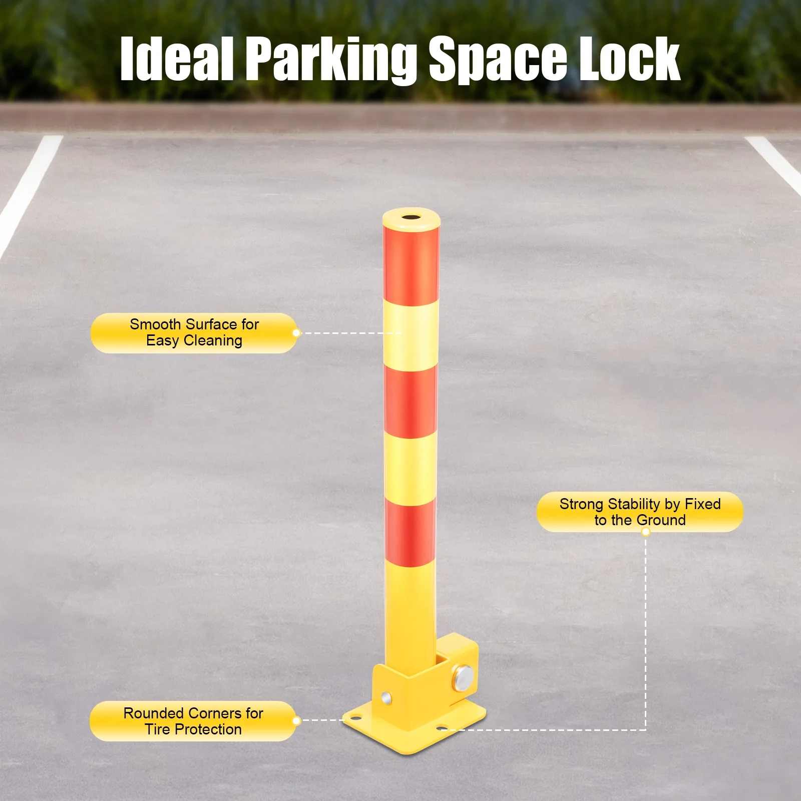 

Складная парковочная стойка с противоскользящим основанием, сверхмощный настенный парковочный барьер для безопасности подъездной дороги, парковочный столб