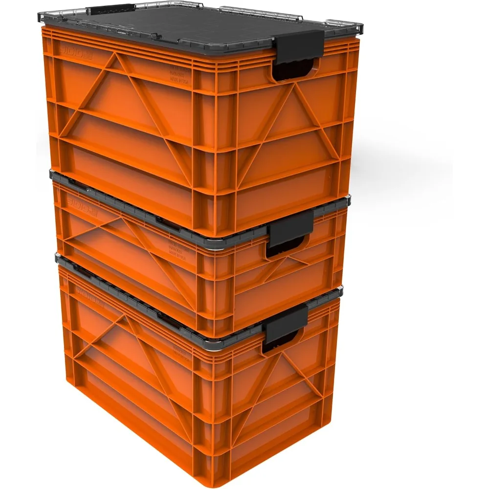 กล่องเก็บของ Crate Pro Pack - 2 ใบขนาดใหญ่ และ 1 ใบขนาดครึ่ง  แบบหนา ทนทาน ซ้อนกันได้ พร้อมฝาปิดและตัวแบ่ง