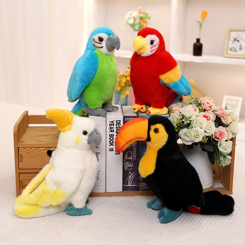 Cute Cartoon Bird Simulation Colorful Parrot Plush Toy Homdecor Stuffed Dolls Soft Animal Dolls Gift for Kids