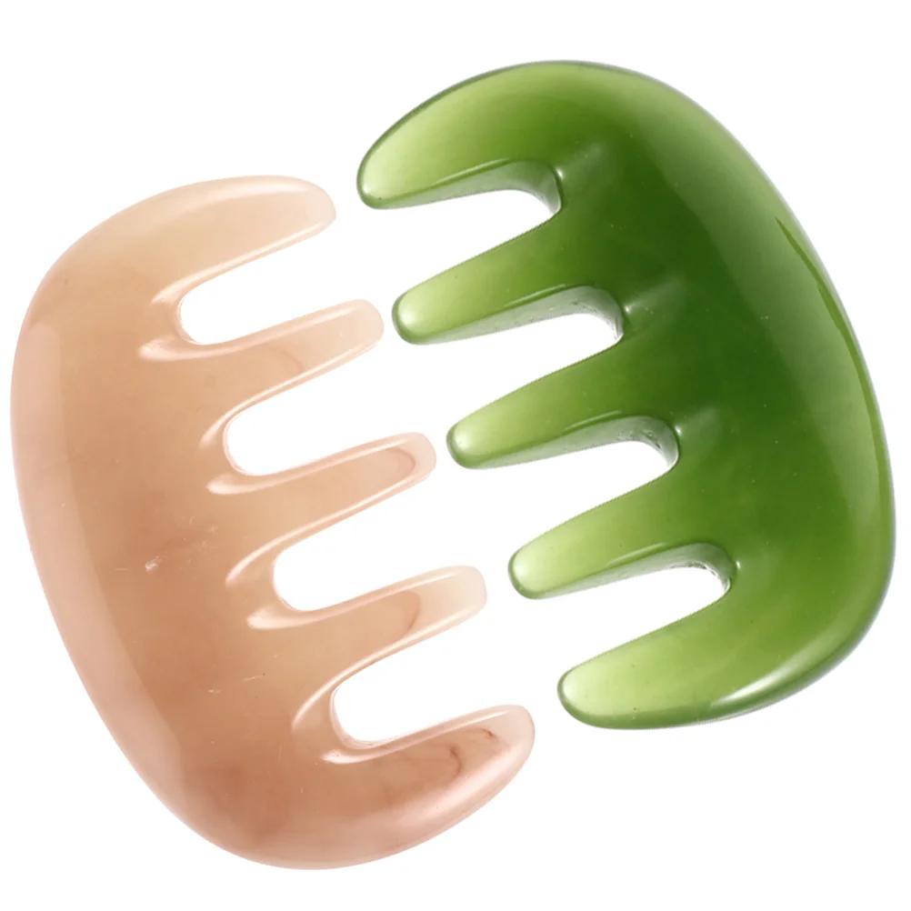 2 Pcs Scalp Massage Comb Gua Sha Tool Care Massager Acupoint Resin Beeswax Body Professional Wide Tooth