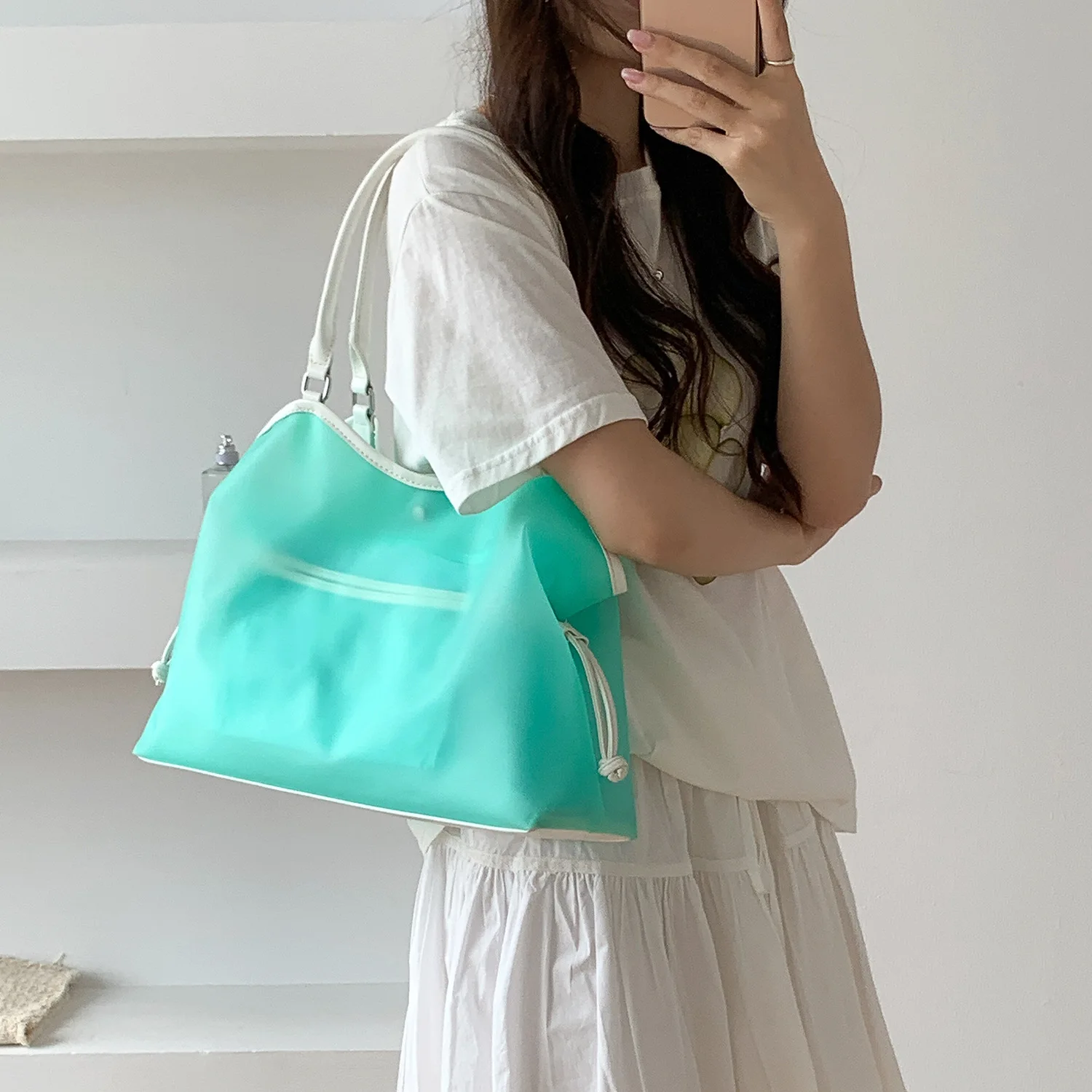 Unique Design Drawstring Bag Underarm Tote Bag Large-capacity Commuter Shoulder Bag