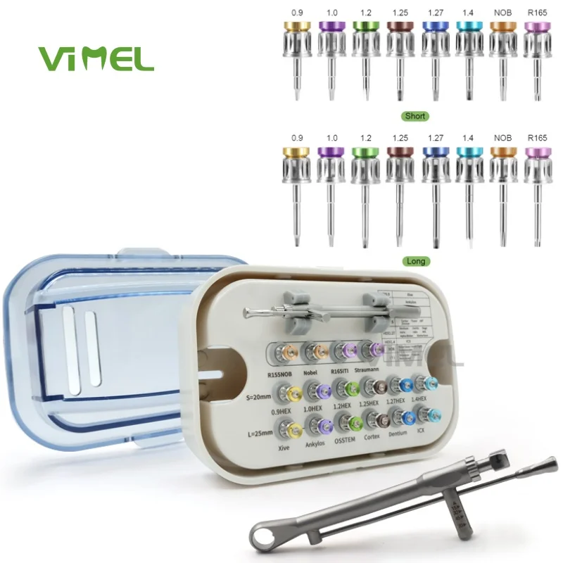 Colorful Dental Torque Ratchet Tools Universal Wrench With 16pc Drivers