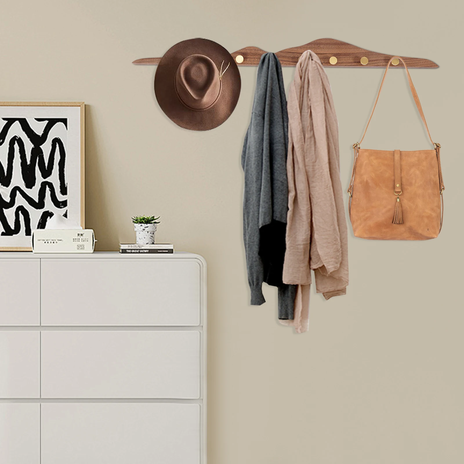 Creative Coat Hooks 80*8cm Wall Decoration Hooks 5-8kg Load Capacity Wall-Mounted Hooks for Coat/Key/Bag for Offices/Studios