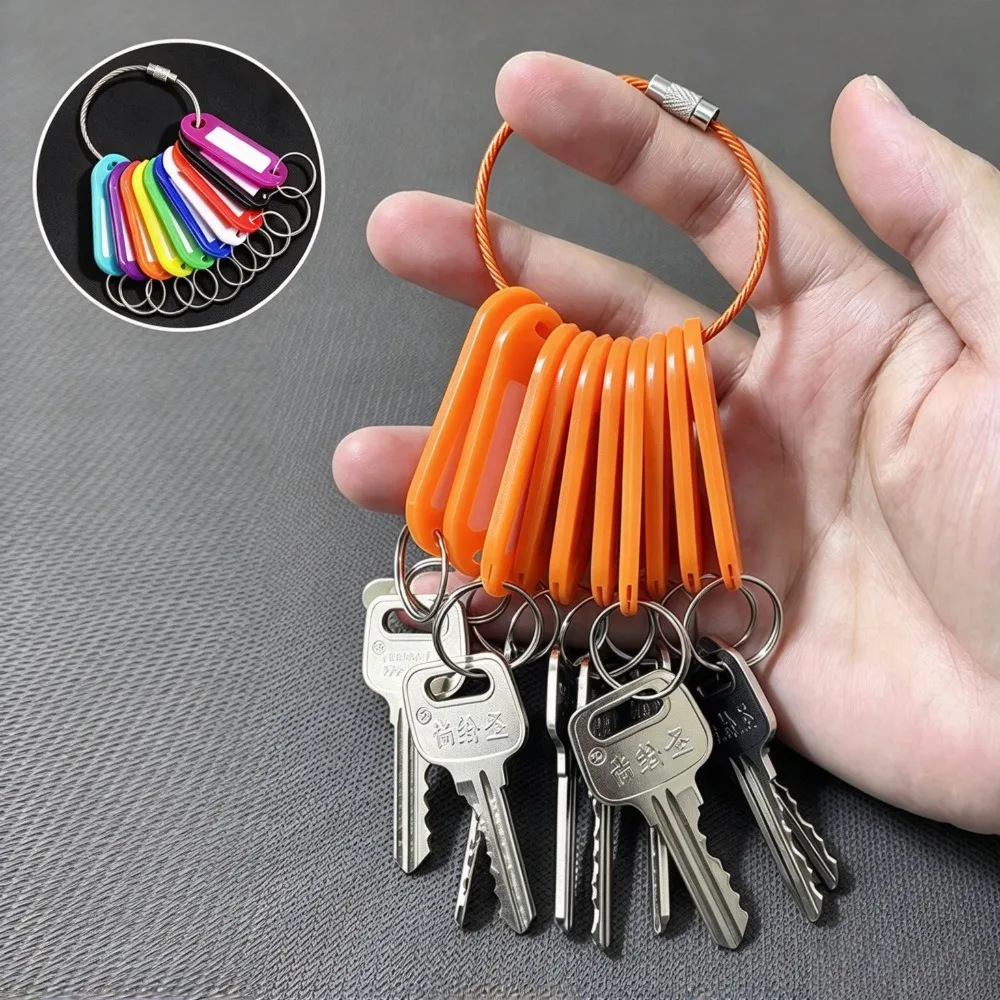 20/40Pcs Multicolor Plastic Key Tags with Writable Card Label for DIY Keychain Kit Luggage Tag Number Classification for Home