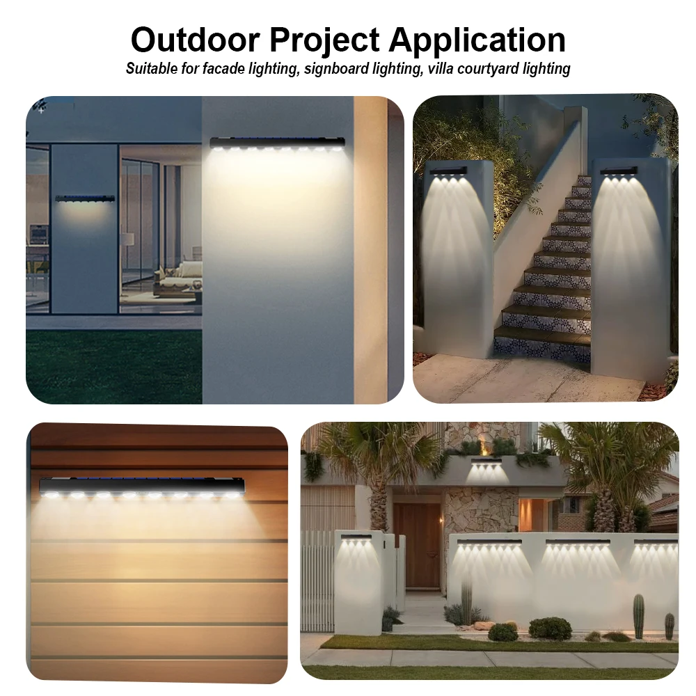 Imagem -06 - Outdoor Solar Wall Fence Lights Luz Solar do Sinal Luzes Impermeáveis da Varanda Decoração Montada Endereço Solar Brilhante Led Led