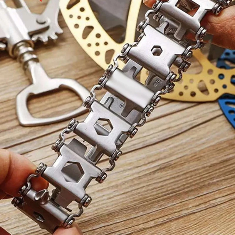 29 in 1 Men Outdoor Spliced Bracelet Multifunctional Wearing Screwdriver Tool Hand Chain Field Survival Accessories Watch Link