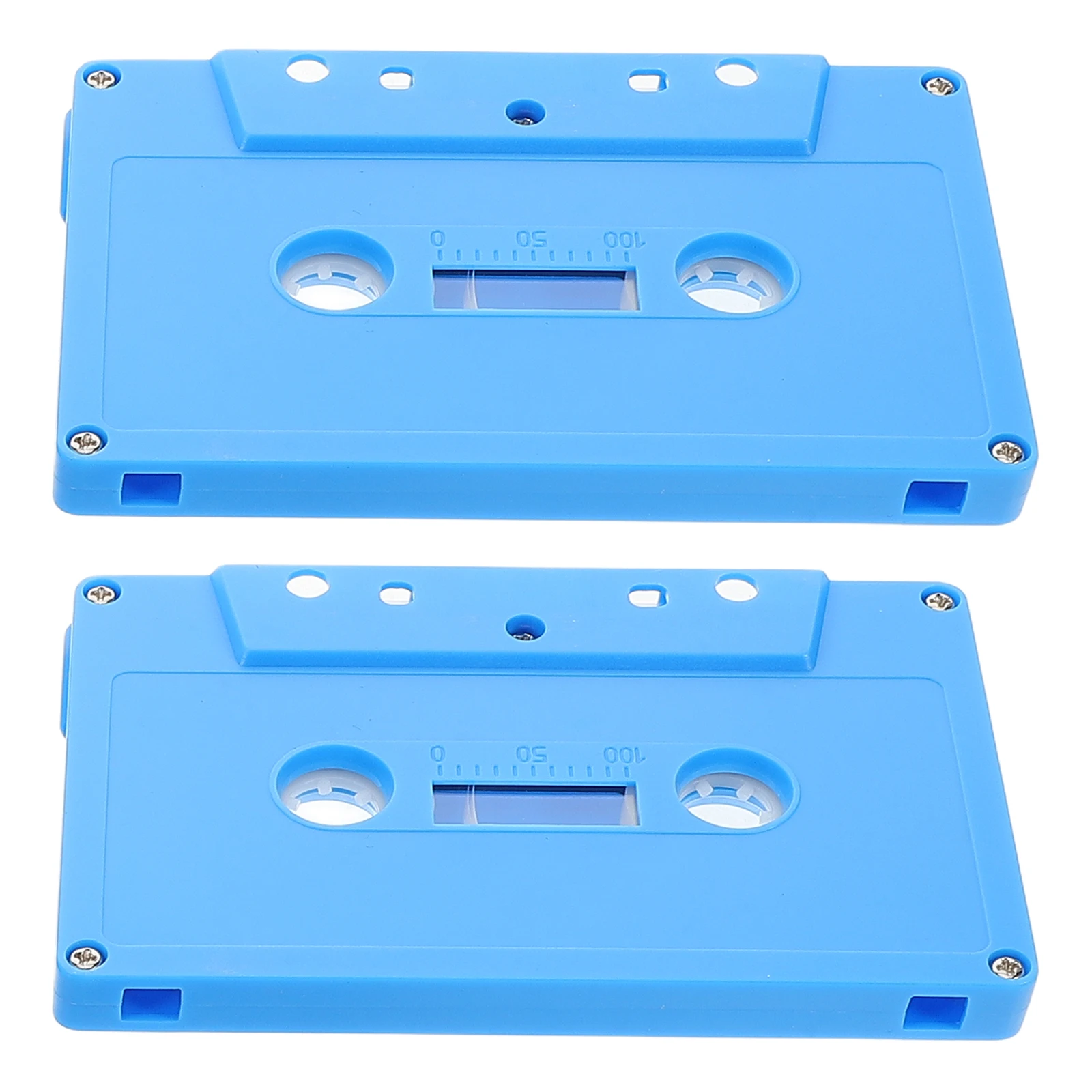 

2 Pcs Retro Tape Cassette Blank Audio Cassettes Adhesive Sky-blue Plastic Vintage Decor