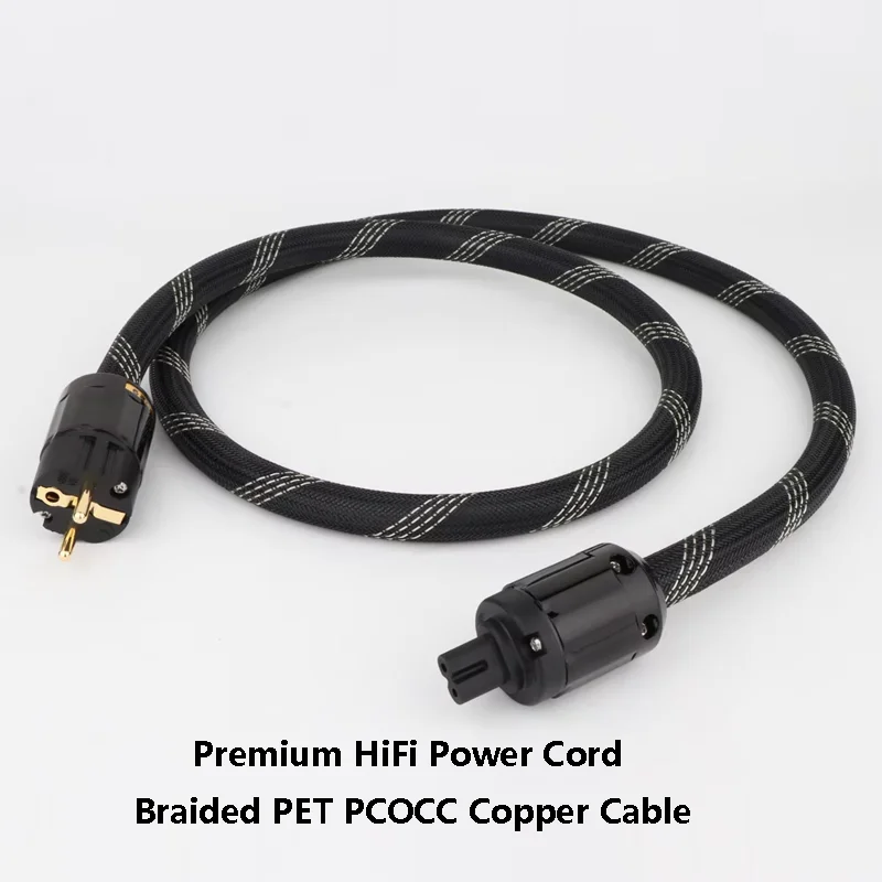 

Premium HiFi Power Cord - Braided PET PCOCC Copper Cable, US/EU Plug to Figure 8 IEC Connector