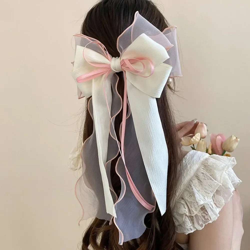 

Bright Silk Bow Spring Clip Black Hairpin Girls Sweet Ponytail Hair Clip Barrettes for Women Summer Fashion Hair Accessories