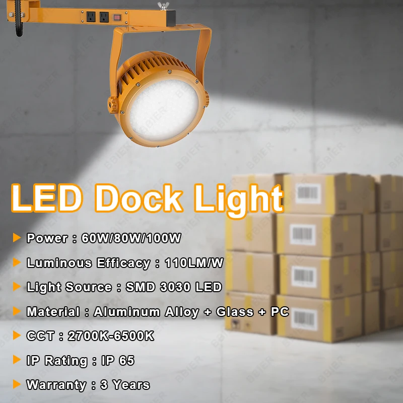 3 Years Warranty 60W 110lm/w 360 Degree Rotatable Lamp LED Loading Dock Lights