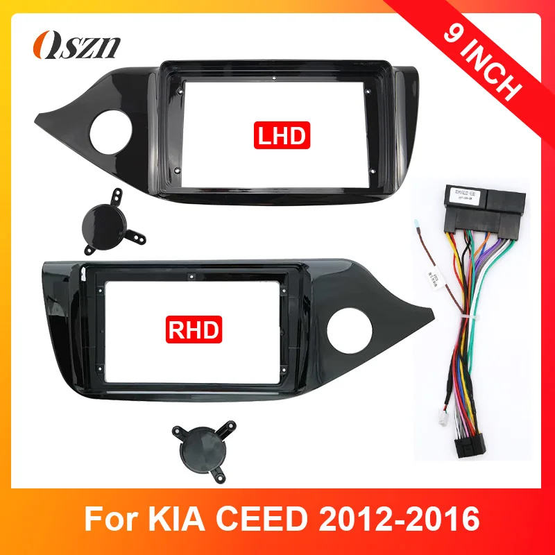 Car Radio Fascia Frame For 2012 KIA CEED 9Inch Panel Wire Harness Power Cable Adapter And Canbus（LHD RHD）