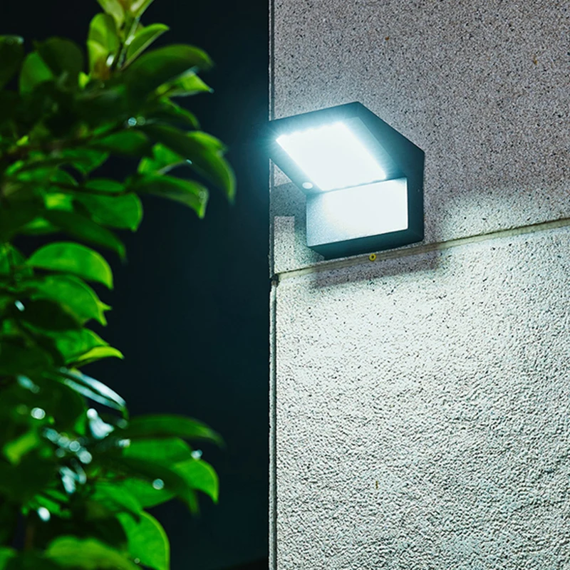 Solar Outdoor Wall Lights Waterproof Simple Bicolor Lights Adjustable Brightness Exterior Home Garden Villa Gate Ledge Lighting