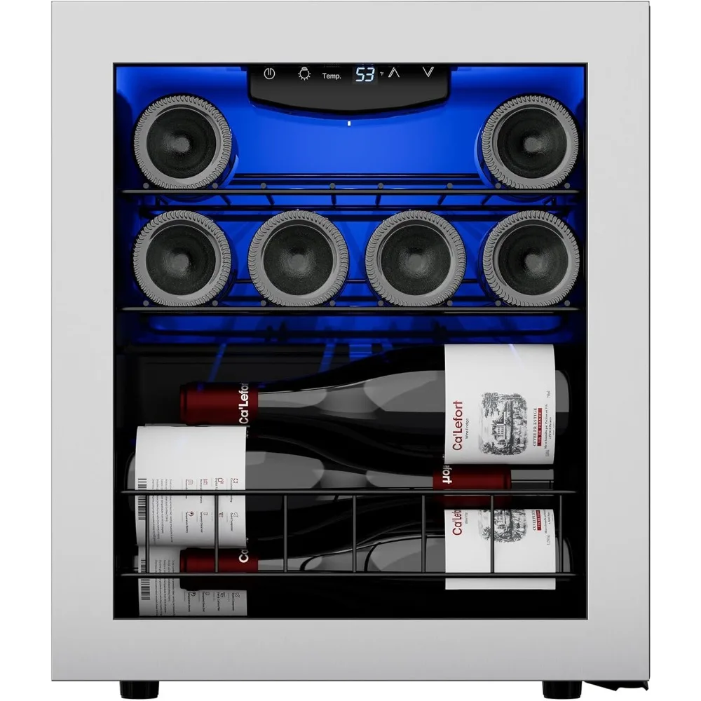 Wine Cooler with 38-65℉ Temper Control,Cooler Refrigerator Freestanding and UndercounterAnti-U V Glass Door,Home Office Dorm