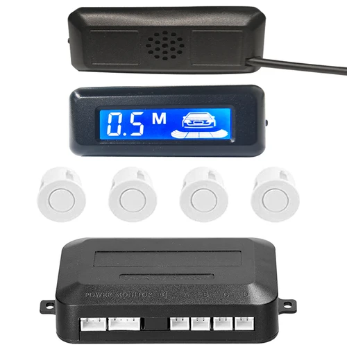Imagen 2 del producto Sistema de sensor de estacionamiento Radar de marcha atrás para coche, Sensor de estacionamiento LCD Parktronic automático, zumbador de advertencia con 4 sensores de estacionamiento