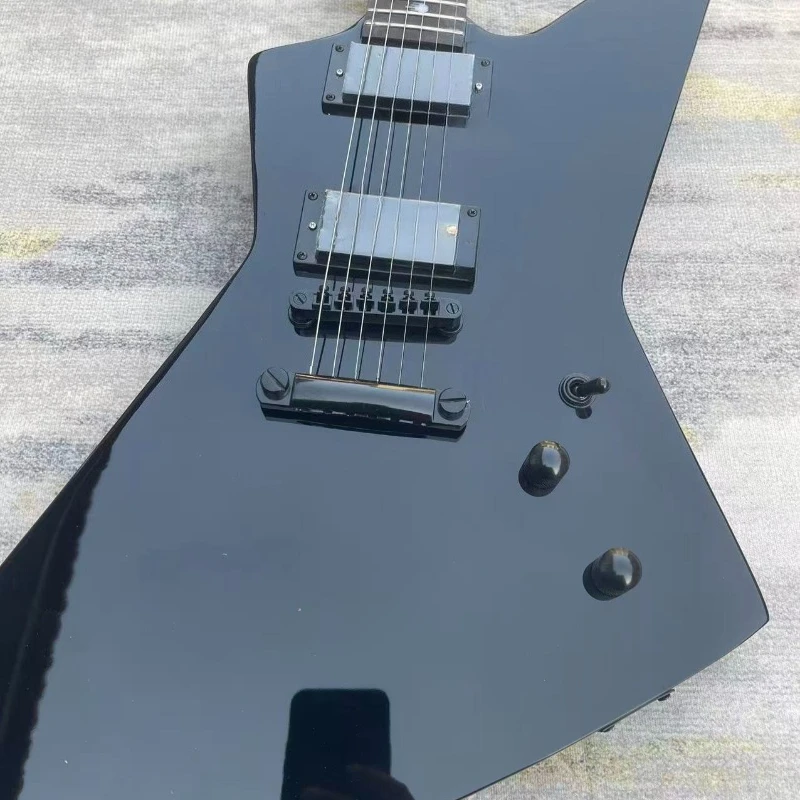 Vintage Black E Shape Electric Guitar Dual Active High Output Humbuckers Black Hardware Heavy Metal Guitar Free Shipping