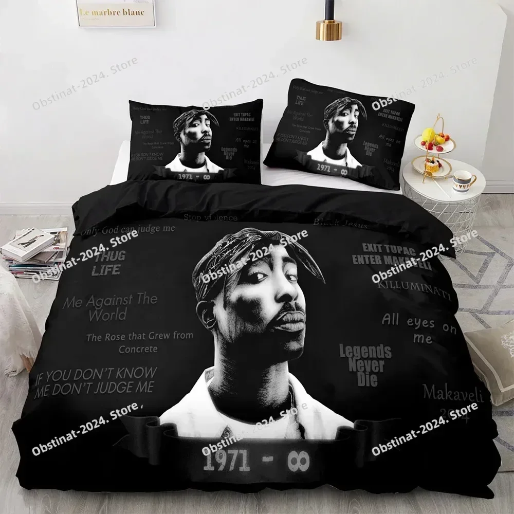 3D Tupac Shakur Rapper 2Pac Bedding Set Printed Bed Set With Pillowcase Bed Duvet Cover Soft Single Double Queen Super King Size