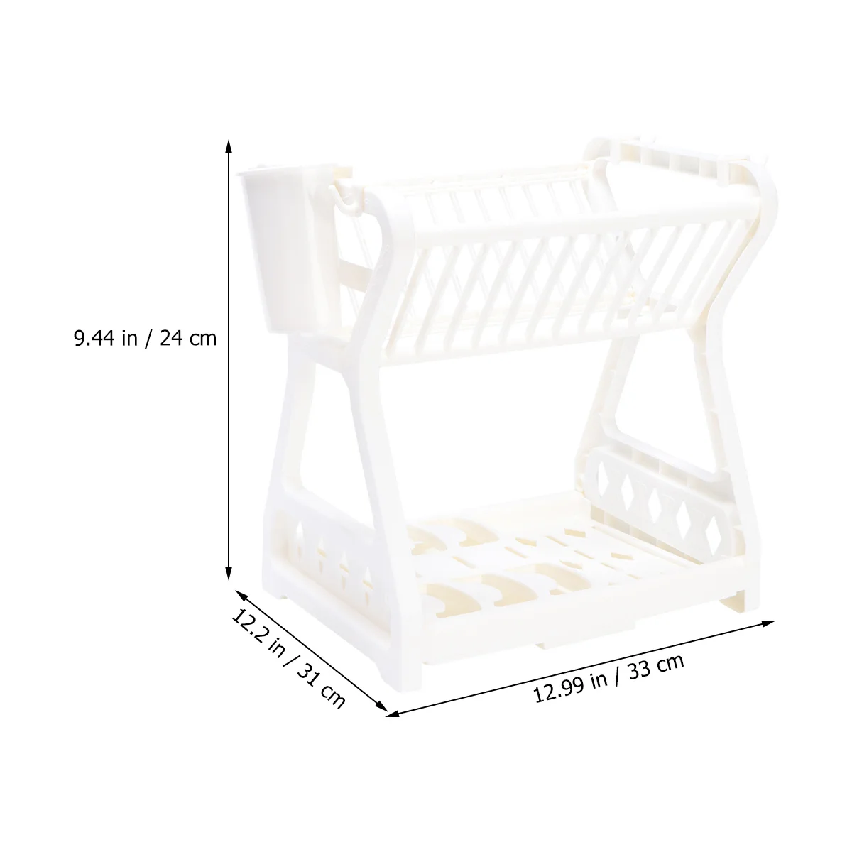 

Dish Drain Rack White Plastic Kitchen Utensil Holder Non-Slip Ventilation Design Storage Shelf For Cups Plates