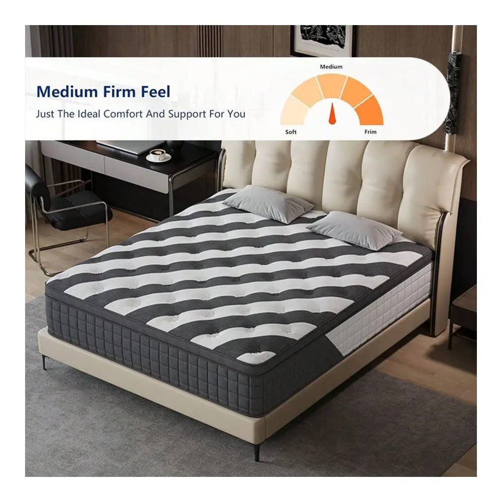 12 14 Inch Queen Size Mattress, Deep Sleep Memory Foam Hybrid Euro Top Mattress 7Zone Mattress Optimal Lumbar Support For Perfe