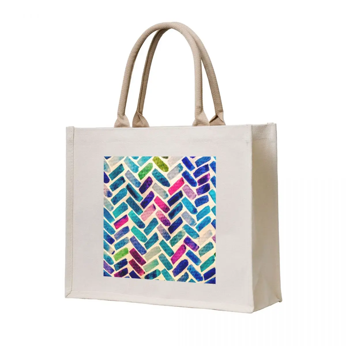 

blue and pink loose watercolor pattern Tote Bag shopping cart bags custom fabric bag shopper bags eco bag folding