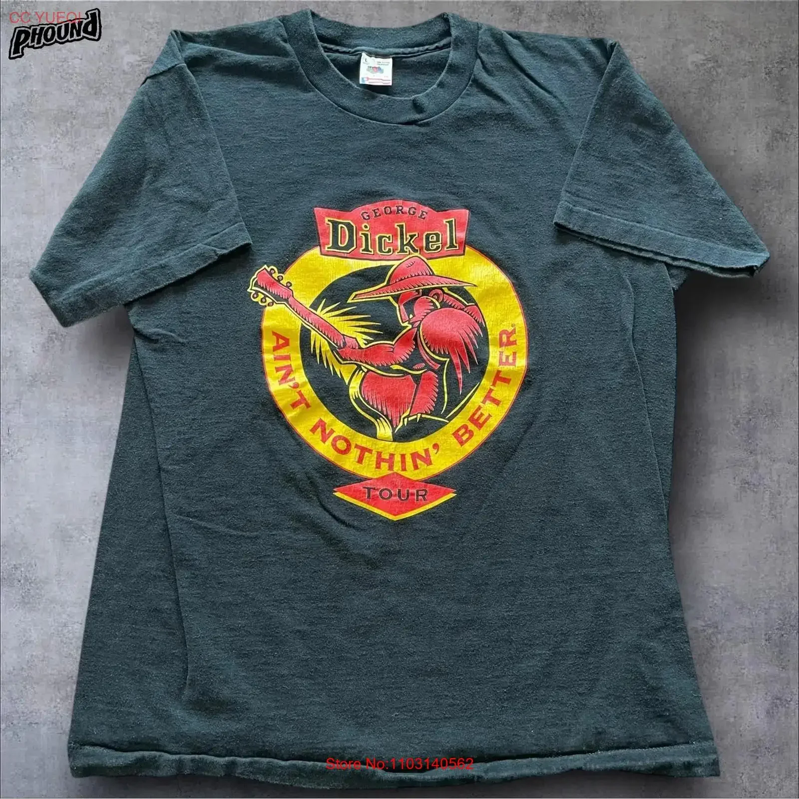 Vintage George Dickel Ain't Nothin' Better Tour 80s camiseta negra para hombre L grande vintage lavado versátil elegante moda Casual