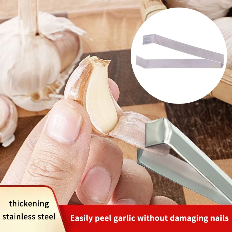 1PCS Stainless Steel Garlic Peeler Quickly Garlic Peeling Pig Hair Plucking Clip Manual Tweezers Gadgets Kitchen Accessories