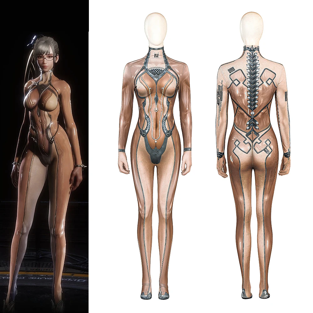 Eve Cosplay Jumpsuit Game Costume Women Girls Sexy 3D Printed Zentai Bodysuit Halloween Carnival Party Battle Uniform