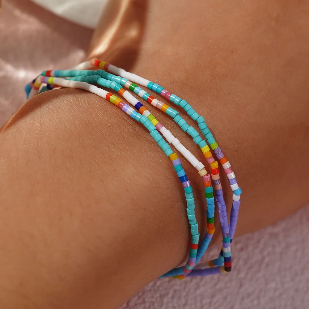 أساور مطرزة بالخرز متعددة الألوان للرجال والنساء ، تصميم البذور ، مجوهرات الموضة البسيطة العصرية ، سيرفر ، الصيف ،! 1: