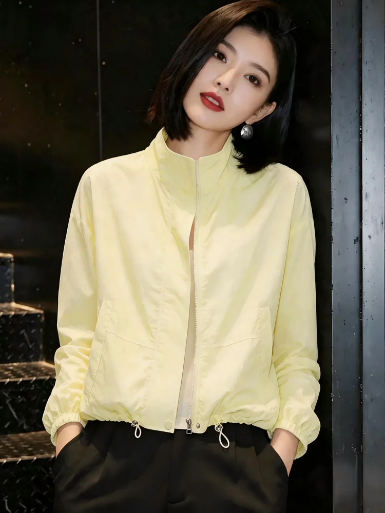 Yellow Goose Short Lightweight Casual Sun Protection Jacket for Small Stature Commuter Style Standard Fit Zipper Closure