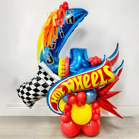 Ensemble de ballons sur le thème Hot Wheels 37 pièces, avec étoiles éclatantes et drapeaux à carreaux, ballons en latex parfaits pour les festivals et l'anniversaire