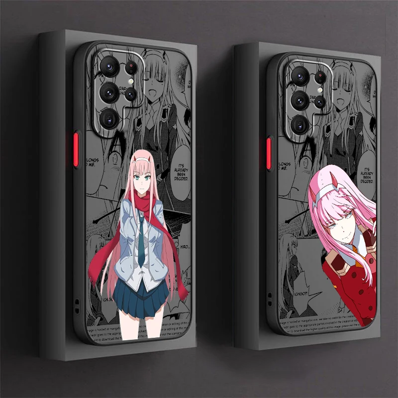 Darling In The Franxx Comics Frosted Translucent For Samsung Galaxy S24 S23 S22 S21 S20 FE S10 S9 S8 Plus Ultra Pro 5G Back